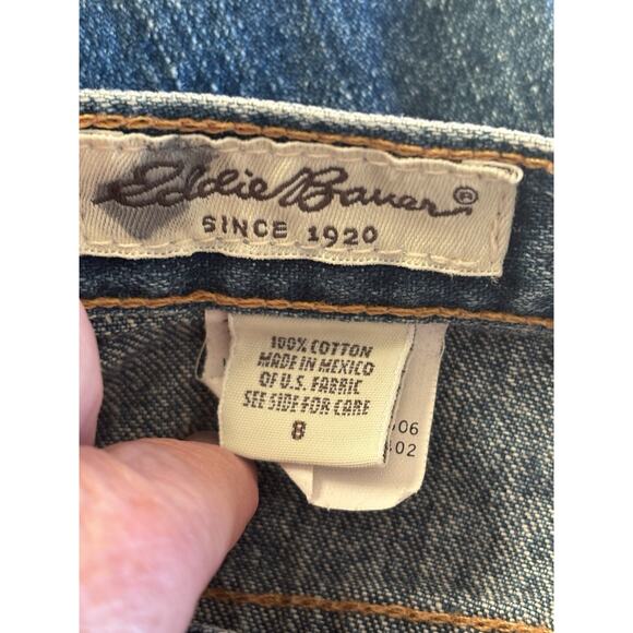 VTG Eddie Bauer Denim Pencil Skirt Maxi Sz 8 Front Slit Bohemian Lagenlook - Picture 6 of 6